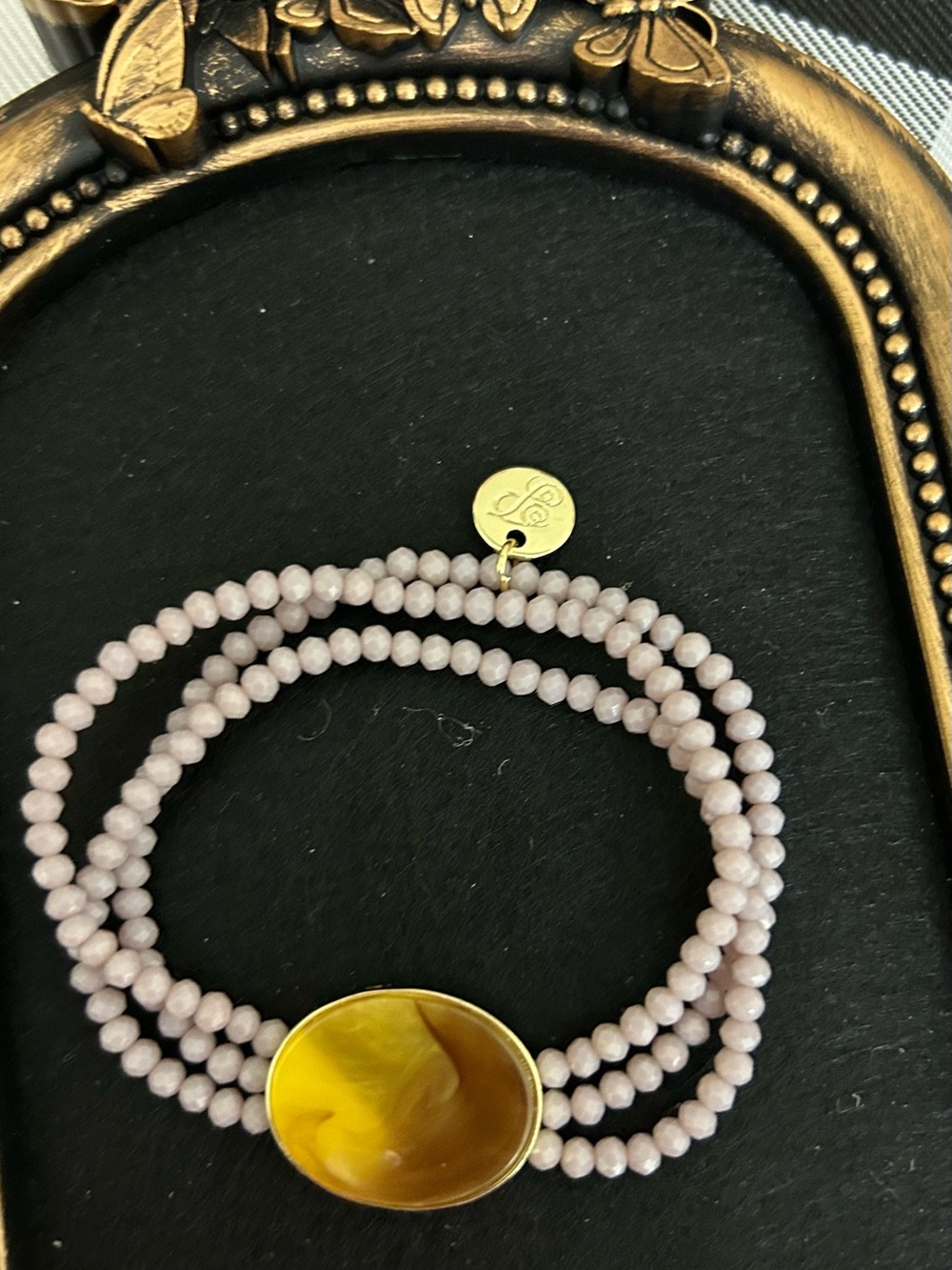 Plunder Lavender Beaded Bracelet with Yellow Resin Focal